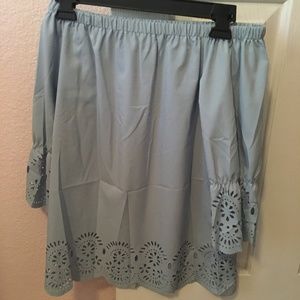 Blue off the shoulder top